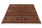 5x6 Brown and Multicolor Tribal Rug