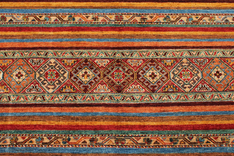 5x6 Brown and Multicolor Tribal Rug