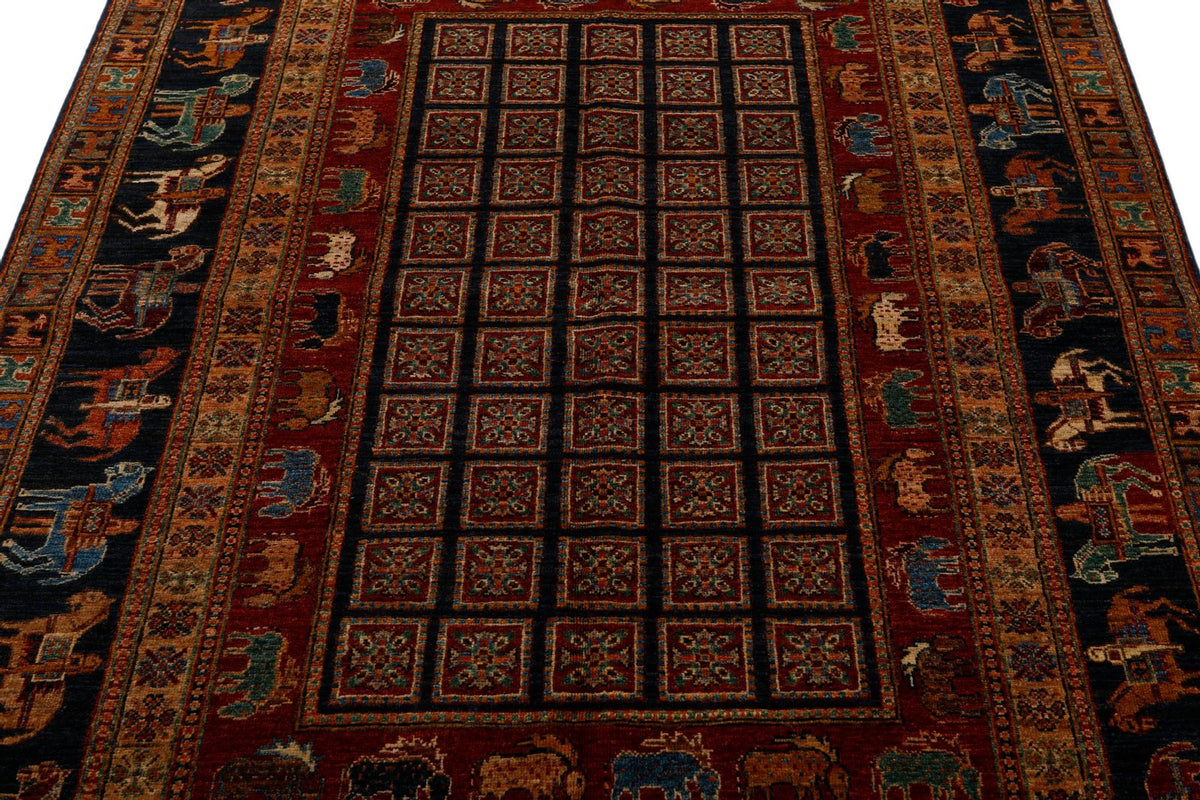 5x7 Multicolor and Navy Anatolian Traditional Rug