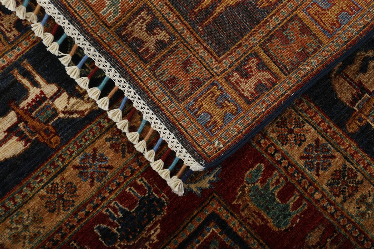 5x7 Multicolor and Navy Anatolian Traditional Rug