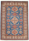 5x7 Light Blue and Ivory Kazak Tribal Rug