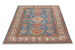 5x7 Light Blue and Ivory Kazak Tribal Rug