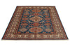 5x7 Light Blue and Ivory Kazak Tribal Rug