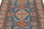 5x7 Light Blue and Ivory Kazak Tribal Rug