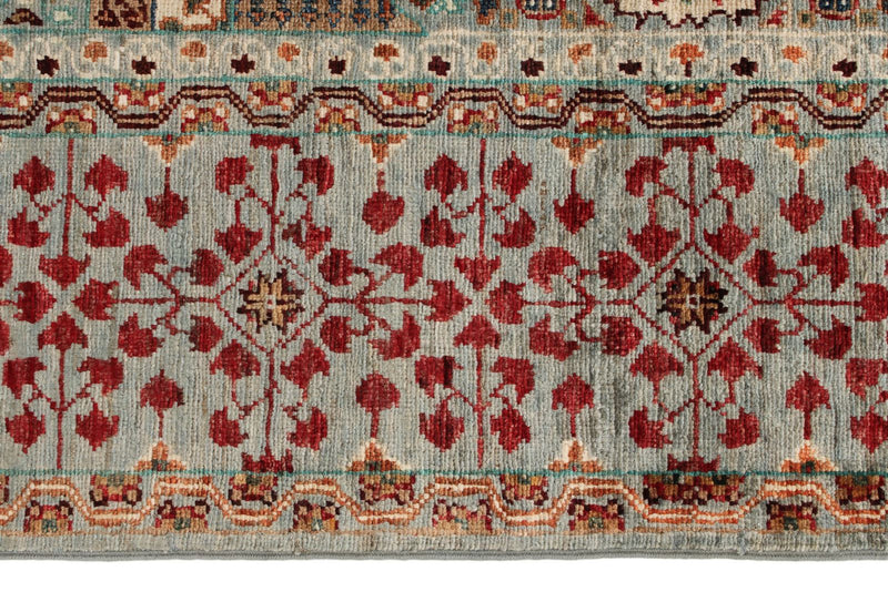 6x9 Gray and Multicolor Turkish Tribal Rug