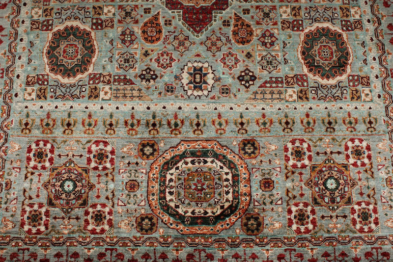 6x9 Gray and Multicolor Turkish Tribal Rug