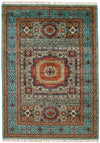 6x8 Gray and Light Blue Turkish Tribal Rug