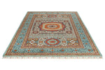 6x8 Gray and Light Blue Turkish Tribal Rug