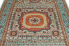 6x8 Gray and Light Blue Turkish Tribal Rug