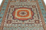 6x8 Gray and Light Blue Turkish Tribal Rug