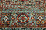 6x8 Gray and Light Blue Turkish Tribal Rug