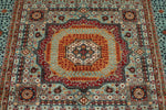 6x8 Gray and Light Blue Turkish Tribal Rug