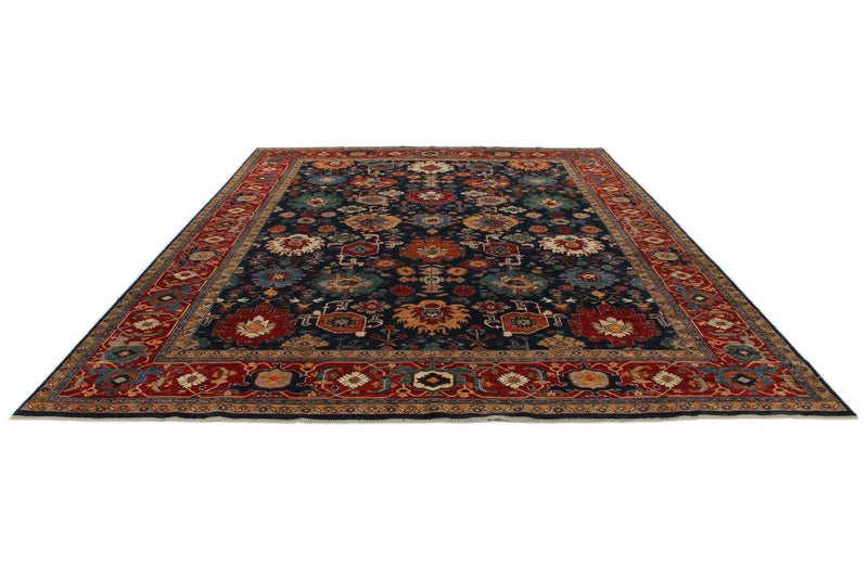 10x14 Navy and Red Anatolian Traditional Rug