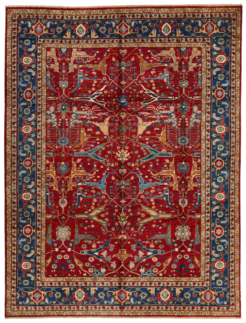 9x12 Red and Navy Anatolian Traditional Rug