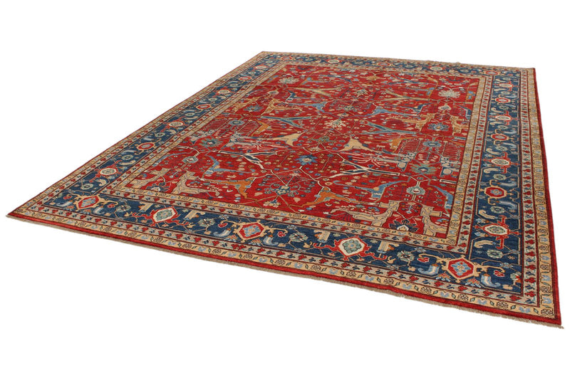 9x12 Red and Navy Anatolian Traditional Rug