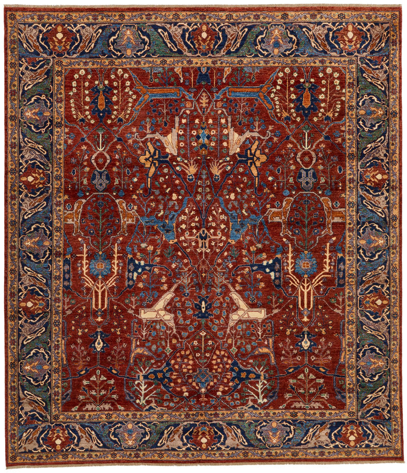 8x10 Dark Rust and Navy Anatolian Traditional Rug