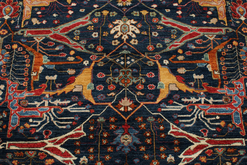 8x10 Navy and Red Anatolian Traditional Rug