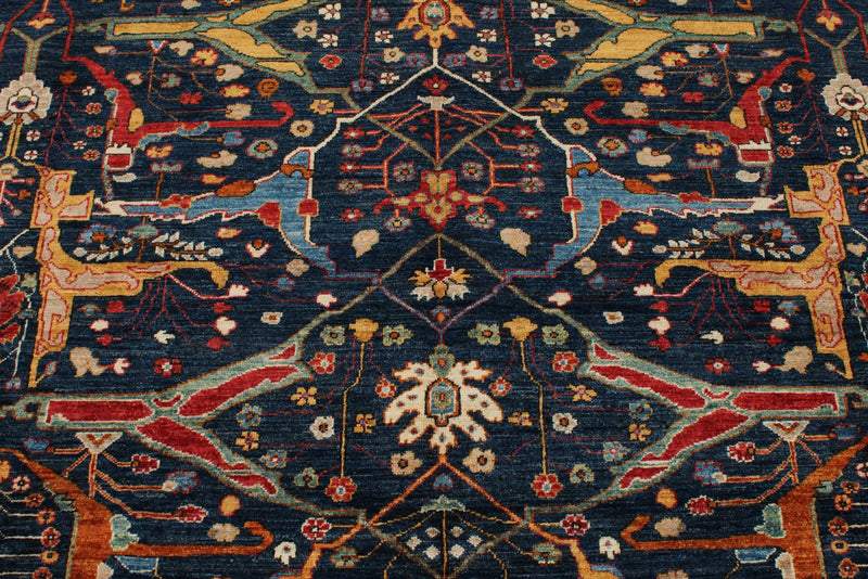 8x10 Navy and Red Anatolian Traditional Rug
