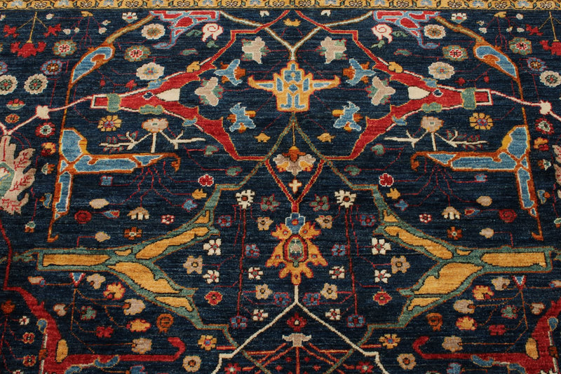 8x10 Navy and Red Anatolian Traditional Rug