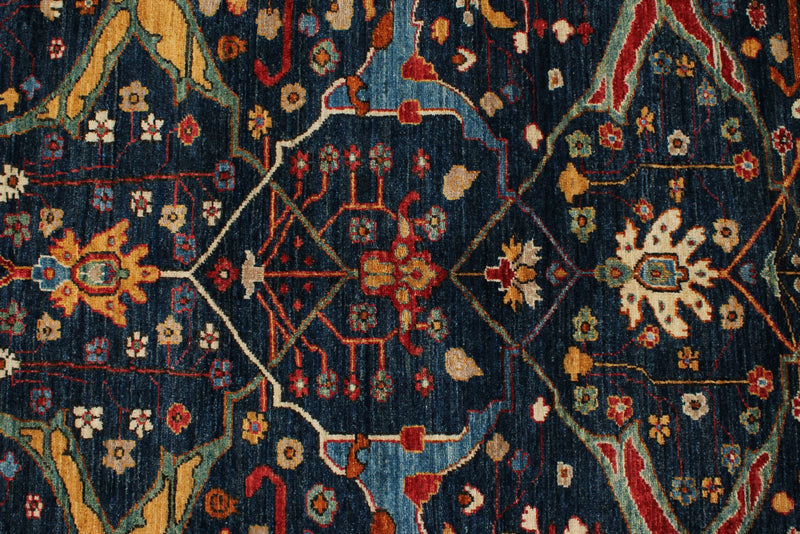8x10 Navy and Red Anatolian Traditional Rug