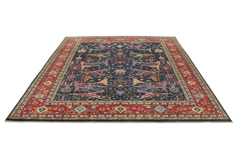 8x10 Navy and Red Anatolian Traditional Rug