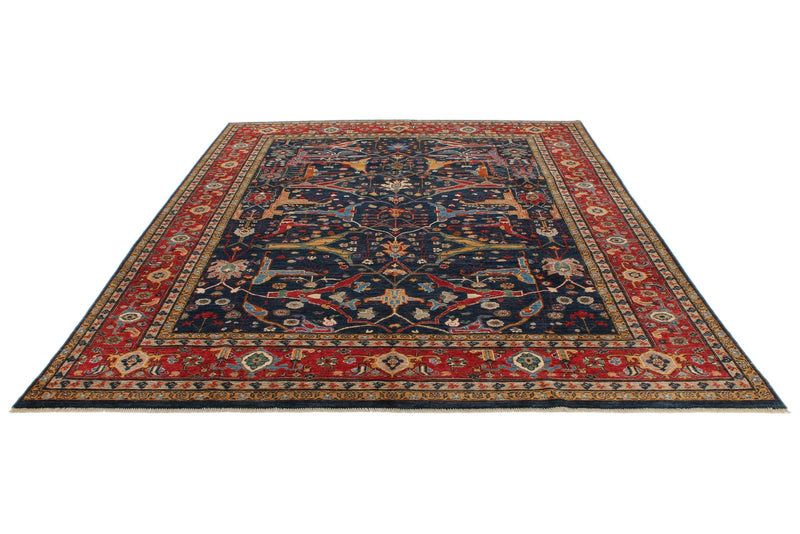 8x10 Navy and Red Anatolian Traditional Rug
