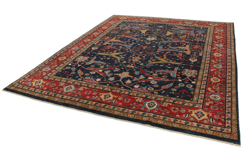 8x10 Navy and Red Anatolian Traditional Rug