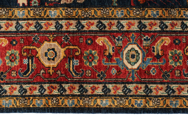 8x10 Navy and Red Anatolian Traditional Rug