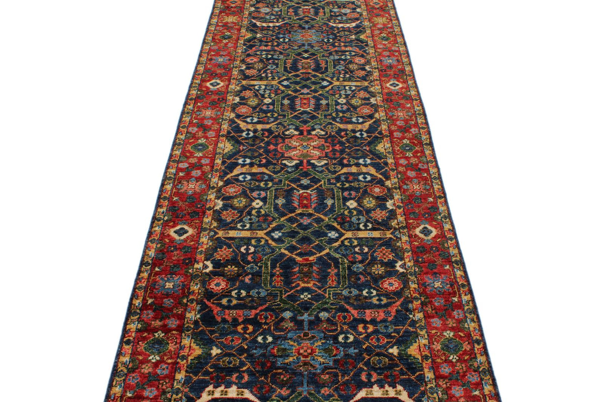 3x12 Navy and Red Turkish Anatolian Persian Runner