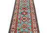3x13 Turquoıse and Ivory Kazak Tribal Runner