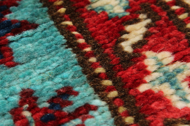 3x13 Turquoıse and Ivory Kazak Tribal Runner
