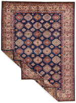 10x13 Navy and Ivory Kazak Tribal Rug