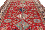 9x12 Red and Ivory Kazak Tribal Rug