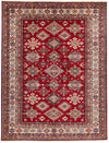 9x12 Red and Ivory Kazak Tribal Rug