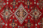 9x12 Red and Ivory Kazak Tribal Rug