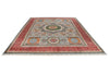 9x12 Light Blue and Red Turkish Tribal Rug