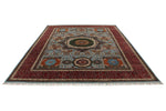 9x12 Light Blue and Red Turkish Tribal Rug