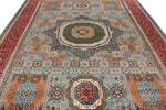 9x12 Light Blue and Red Turkish Tribal Rug