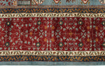 9x12 Light Blue and Red Turkish Tribal Rug