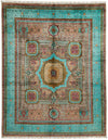 8x11 Gray and Light Blue Turkish Tribal Rug