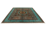 8x11 Gray and Light Blue Turkish Tribal Rug