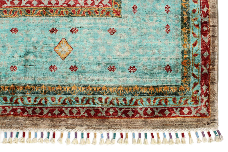 8x11 Gray and Light Blue Turkish Tribal Rug