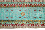 8x11 Gray and Light Blue Turkish Tribal Rug