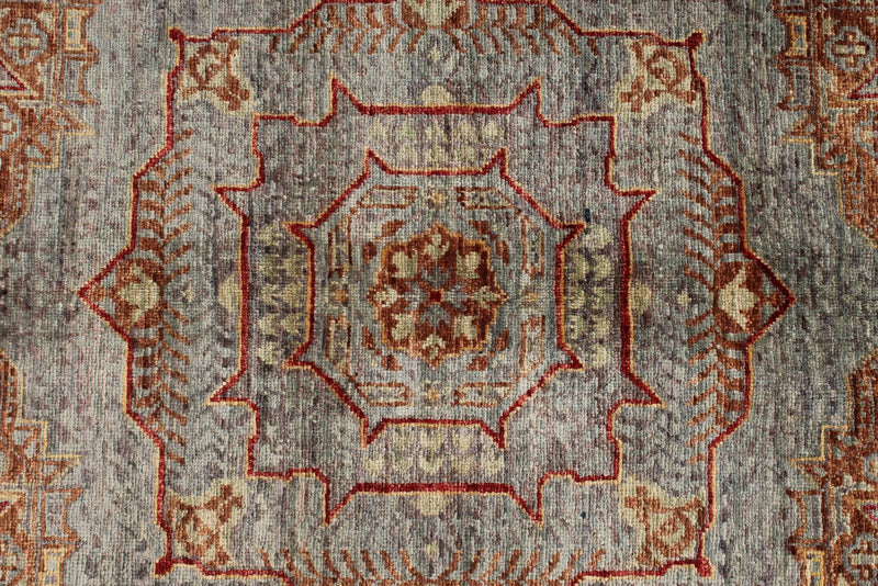 7x10 Light Brown and Multicolor Turkish Tribal Rug