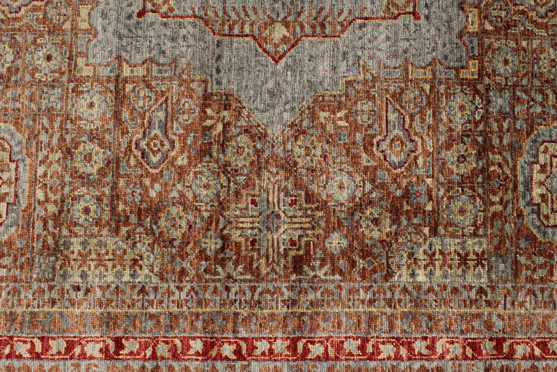 7x10 Light Brown and Multicolor Turkish Tribal Rug