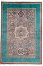 7x10 Purple and Turquoıse Turkish Tribal Rug