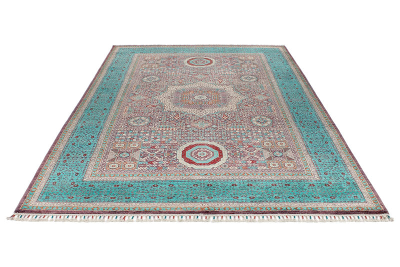 7x10 Purple and Turquoıse Turkish Tribal Rug