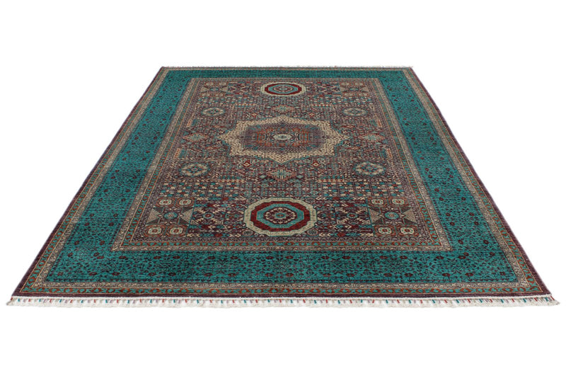 7x10 Purple and Turquoıse Turkish Tribal Rug