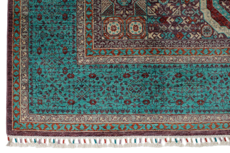 7x10 Purple and Turquoıse Turkish Tribal Rug