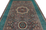 7x10 Purple and Turquoıse Turkish Tribal Rug